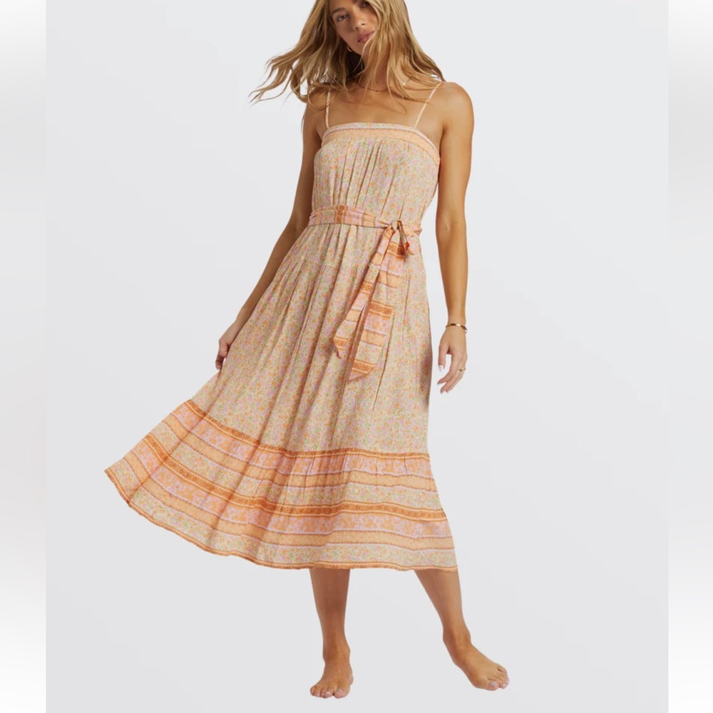 Billabong Wish For You Flowy tiered Dress Color Pink Dream size M/10